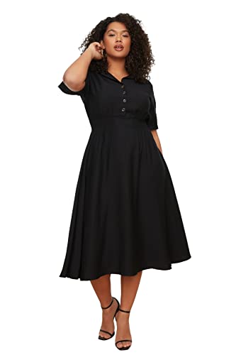 Trendyol Damen Plus Size Midi A-line Relaxed Fit Woven Dress Kleid,...