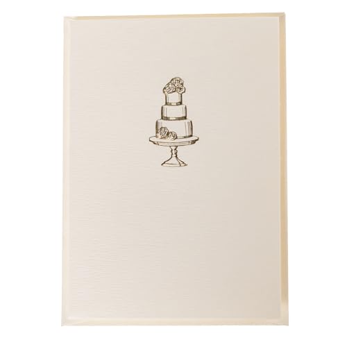 Image of Graphique Wedding Cake Cards, Pack of 10 Cards with Envelopes, Congratulations Greeting, Newlyweds, Blank Inside, Gold Foil Embossing, La Petite Press Collection Boxed Set, 3.25 inch x 4.75 inch