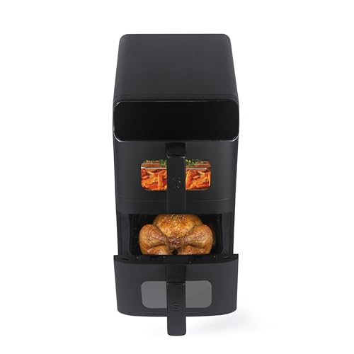 Salter VertiCook Ultra View 9L Dual Drawer Air Fryer - 2400W Vertical Space-Saving Design Viewing Windows Multi-Layer Cooking Digital Touch Display PFAS-Free Non-Stick Baskets 9 Presets