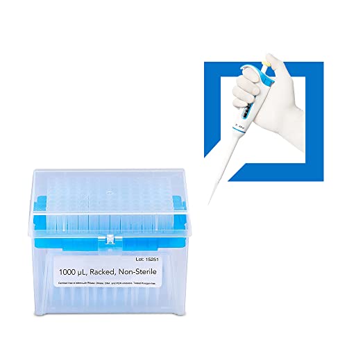Microlit - Micropipette Pipette Tips, Low-Retention And Clean-Release Hydrophobic Transfer Pipette Tips, Universal Fit Nonpyrogenic 1000 Ul Plastic Pipette Tips, 480-Count, 1 Pack Of 5 Racks #TOP7