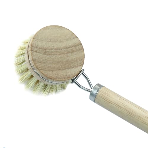 Image of 8 Pcs Wooden Dish Brush with Wooden Handle, Natural Wooden Scrub Brush Kitchen Brush(7 Pcs Dish Brush + 1 Pc Handle)
