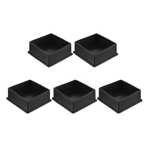 sourcing map 5Pcs Chair Leg Floor Protectors, 80 x 80mm/3.15 x 3.15inch PVC Anti-Slip Square Furniture Leg Feet Cover for Hardwood Floors Patio Chair Table Bed, Black