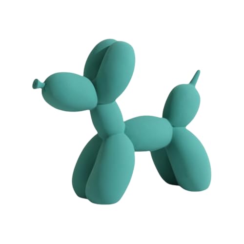 YOYUMI Statue Cane Palloncino Scultura, Artigianato In Resina Statua Decorativa da Interno, Per ufficio soggiorno camera da letto, 8.7 Inches (Verde Scuro)