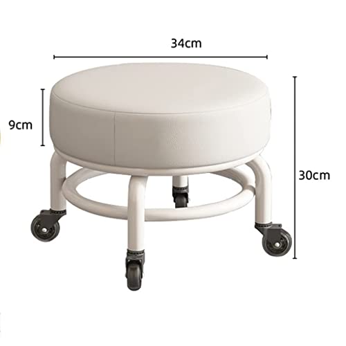Chaise basse pivotante beige avec roulettes silencieuses pour bureau