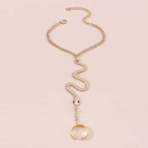 HUASAI Hand Chain Snake Bracelet for Women Finger Ring Bracelet Slave Hand Harness Bracelets Snake Jewelry for Halloween Party Medusa Costume Accessories4