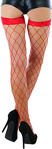 Image of ToBeInStyle Women's Vibrant Large Net Fishnet Thigh High Elastic Nylon Novelty Stockings