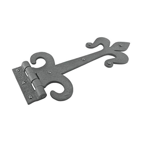Renovators Supply Manufacturing Strap Hinge 12 In. Black Wrought Iron Fleur De Lis Style Flush Mount Heavy Duty Strap Gate And Door Hinges With Hardware Pack Of 2 #TOP3