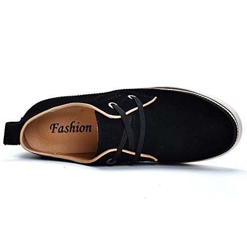 Men's Invisible Height Increasing Elevator 2 Inches Taller Shoes Leather Suede Stitching Lace-up Thick Sole Oxfords3