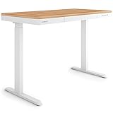 ESMART EMXS-121WM 120x60cm Ahorn Dekor Ergonomischer Steh-Sitz-Schreibtisch Stufenlos elektrisch höhenverstellbar 72-122cm mit Schublade 4X Memory 2X USB Ports Soft-Start/Stopp Schnelle Montage