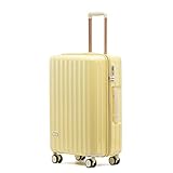 [タビトラ] スーツケース キャリーケース ファスナーフレーム 機内持込 TSAロック 旅行 出張 軽量 8輪 ライトイエロー Sサイズ
