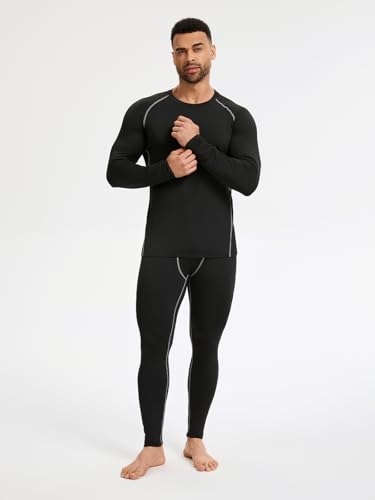 2 Packs Compression Set Men Thermal Underwear for Men Long Johns for Mens Thermals Top and Bottom Set3