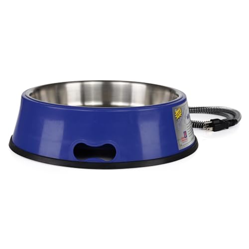 Farm Innovators Heated Pet Water Bowl, 40W Heated Water Dish - 3 Quart Stainless Steel Watering Station with Anti-Chew Cord Protector for Dogs & Cats