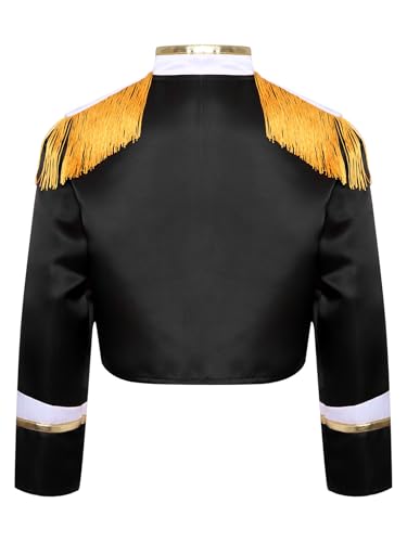 Child Girls Boys Drummer Jacket Long Sleeve Mock Button Down Tuxedo Marching Band Uniform4
