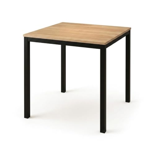 SAM Esszimmertisch Aretha | Esstisch 80 x 80 cm | Holz | Farbe: Eiche | Kleiner Küchentisch | Tischplatte 15 mm | Esstisch mit schwarzen Tischbeinen | Moderne gerade Kante