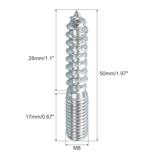Image of TOP-VIGOR 16Pcs M10x50mm Double Headed Bolts Self Tapping Screw, Double Ended Dowel Screws, Screw Dowels Hanger, Threaded Lag Wood Screws and Machine Bolts for Wood Joint Furniture