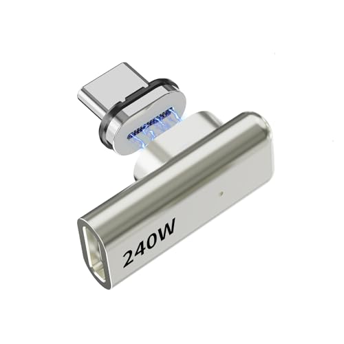 Tciogrxp 240W USB-C Adapter, 90 Degree Magnetic USB C Extender, Detachable Adapter with 4 Connector Tips, USB4 40Gbps 8K 60Hz Compatible with Thunderbolt 3/4 MacBook Pro/Air Laptop PC