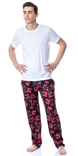 Godzilla Men's Character And Japanese Script Allover Pattern Adult Lounge Sleep Pajama Pants2