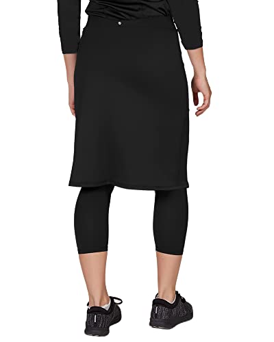 Aurgelmir Women's Tennis Golf Skirts Workout Skirted Leggings Yoga Capri Pants with Skirts Skorts Pockets3