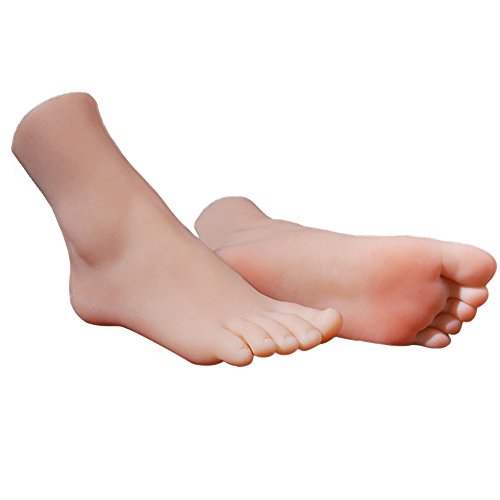 JUYO VONSAN Silicone Mannequin Foot Female 1 Pair 8.85 inches for Shoe Sock Jewerly Display Tattoos