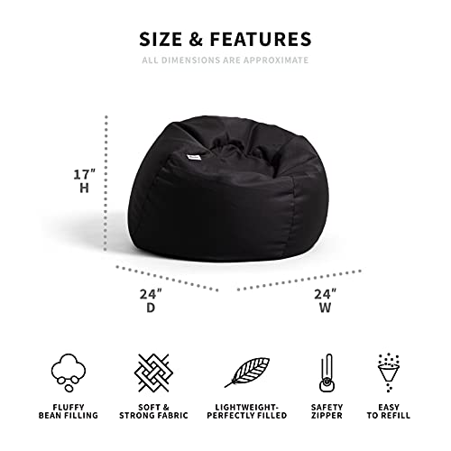 Big Joe Dot 2Pk Bean Bag Chairs, Peat Black Gabardine, 2Ft #TOP1