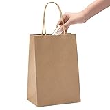 GSSUSA 50 Pcs Brown Kraft Paper Bags 5.25x3.25x8, Small Paper Bags with Handles for Shopping, Gift,...