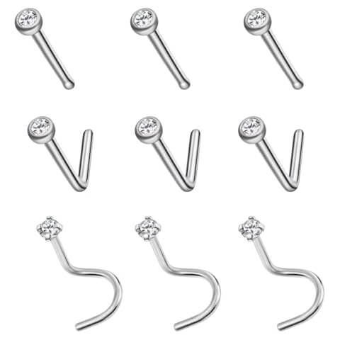 Body CAC 9PCS Surgical Steel Nose Studs Cover