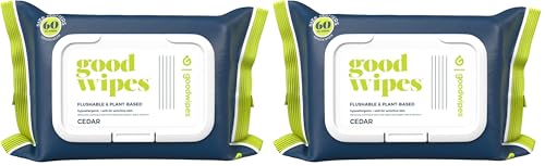 Goodwipes Flushable Butt Wipes, Cedar Scent with Botanicals, Dispenser for At-Home Use, with Aloe, Septic and Sewer Safe & Never Dries Out (60 Count) (Pack of 2) image 3