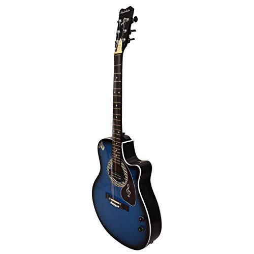 Image of Godson Shantiniketan 6-Strings Right-Handed Acoustic Guitar-Semi-Electric with Bag (Blue)