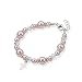 Crystal Dream Christening Sterling Silver Cross Charm Keepsake Girl Baby Bracelet with Swarovski Simulated Pink Pearls White Crystals (B123_S)