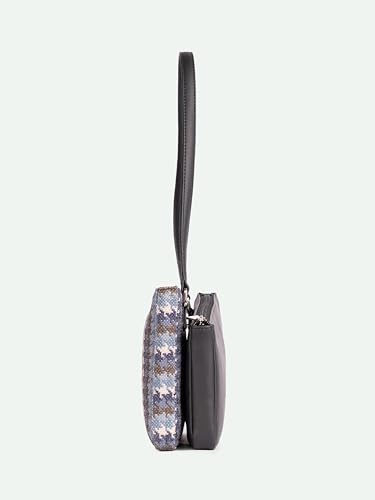 Image of ZOUK Kiya Small Shoulder Bag for Women - Dual-Sided Shoulder Bag with Criss-Cross Design| Handcrafted Purse with Dual Zipper Compartments & Water-Resistant Lining |