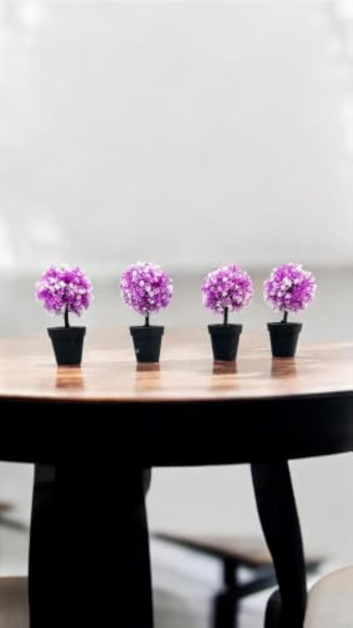 Artificial Purple Flower Topiary Tree in Black Pot