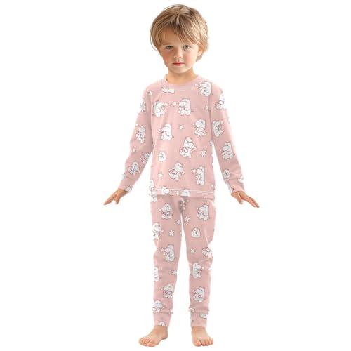 Pajama Sets Long Sleeve Cute Hippo Stars Soft Comfy Sleepwear 2 Piece PJS 3-8T2