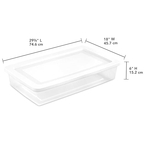 Image of Sterilite 18 Pack Storage Box, 41 Quart Stackable Tote, Clear Plastic Container with Secure Snapping Lids for Home and Office Organization, White