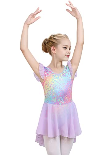 Ilover YYL229-5_1--120 Kids Girls Classic Ruffle Sleeve Tutu Kirted Leotard Dress For Dance thumb #1