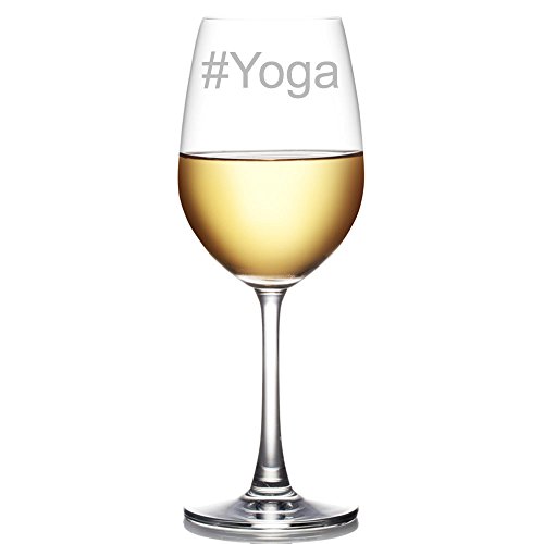 Hashtag Yoga Engraved 18-ounce Wine Glass