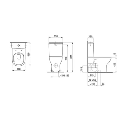 LAUFEN Lua Stand-WC, Vario, 650x360x420mm, H8240810490001, Farbe: Pergamon – Bild 3