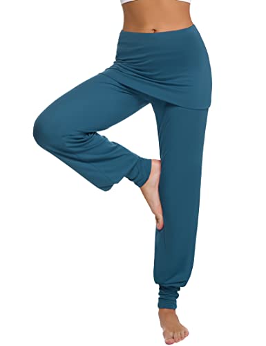 Terecey Pantalón Yoga Mujer con Falda Pantalones Bombachos Casuales de Cintura Alta Pantalones Deportivos Mujer para Pilates y Ejercicio