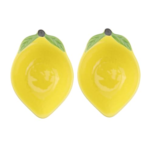FUNOMOCYA Ceramic Lemon Saucer Multi-function Plate for Fruit Condiments Desserts Vintage Shape Bowl