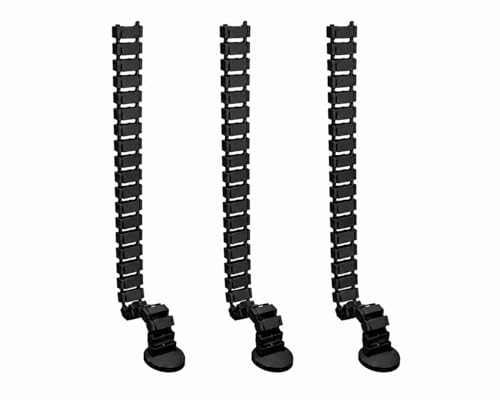 Image of Cable Management Kit, Adjustable Quad Entry Flexible Spine Wire Organiser, Desk Cord Snake System for Home Office, Computer, TV and Workstation (17 Cord Snake - Black (Pack of 3))