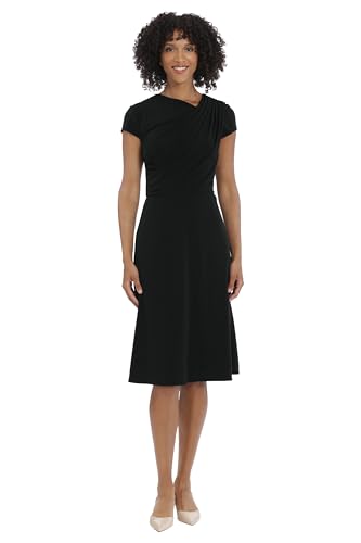 Maggy London Women's Cap Sleeve Asymmetric Draped Dress Officewear Wear to Party