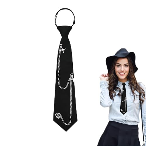 Kinretixia Cravate Femme Noire, Cravate À Clip Pré-nouée Avec Sangle Réglable, Cravate Uniforme JK, Look Moderne Pour L'école Et Le Bureau, Pour Cérémonies De Remise Des Diplômes, Affaires