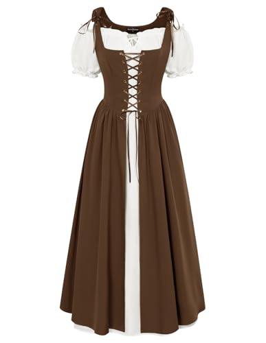 SCARLET DARKNESS Mittelalter Kleidung Damen 2Pcs Renaissance Maxikleid