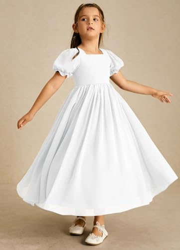 Long Chiffon Junior Bridesmaid Dresses for Wedding with Sleeve Formal Flower Girl Dress for Teens3
