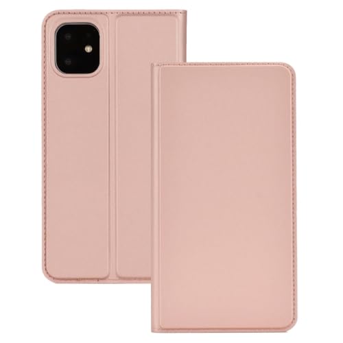 tecmactecmac for iPhone 11 Pro Max Ultra-Thin Voltage Plain Magnetic Suction Card TPU+PU Mobile Phone Jacket with Chuck and Bracket(Rose Gold)