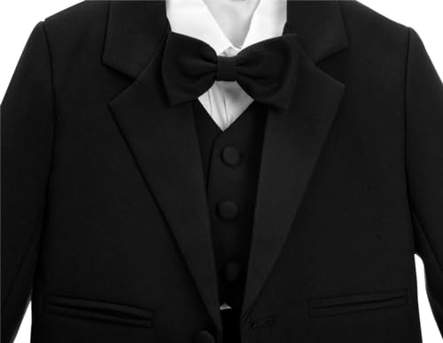 Lito Angels Baby Anzug Jungen Hochzeit, 5 Teiliges Set (Sakko, Weste, Hemd, Hose & Krawatte), Schwarz, Größe 18-24 Monate 92, 057 (Tag-Nummer 02)