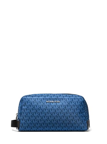 Michael Kors Brooklyn Toiletry Kit, Silver-Tone Hardware/MK Signature/River Blue
