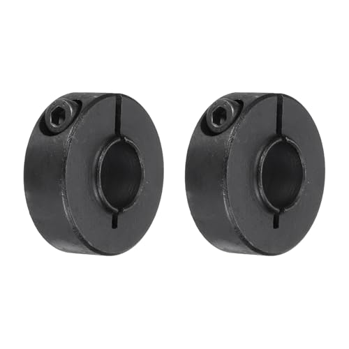 QUARKZMAN Collier D'Arbre Fendu Simple 1/2"(12mm) Alésage Acier Carbone Collier À Vis 1 3/16"(30mm) OD x 7/16"(11.5mm) H pour Drive Shafts Agricultural Implements Machine Tool Noir, 2 Pcs