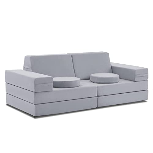 Jela Kids Couch 10Pcs Luxury, Floor Couch Floor Sofa Modular Furniture For Adults, Playhouse Play Set For Toddlers Babies, Modular Foam Play Couch (Classic, Moonlight Grey) #TOP5