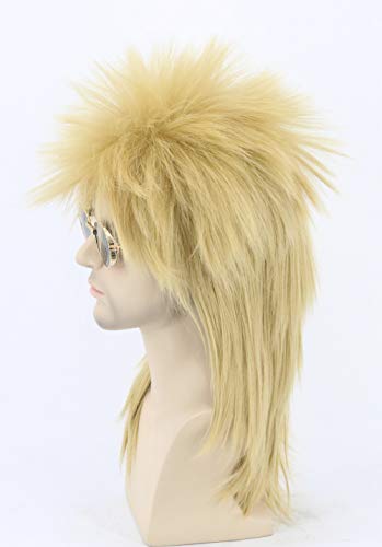 LeMarnia Loira Spiked Mullet Perucas para Homens e Mulheres 80s Heavy Metal Punk Rocker Perucas Traj