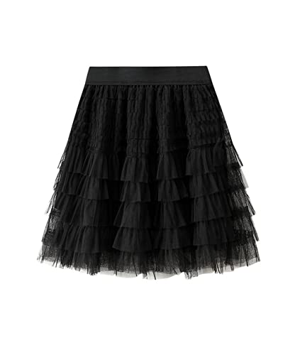 Femiserah Women's Elastic Waist Layered Tulle Tutu Mini Skirt Mesh Layered Short Skirt